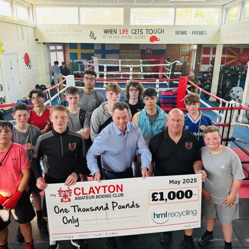 Clayton Boxing Club thanks HML Recycling for generous £1,000 donation ahead of international competition